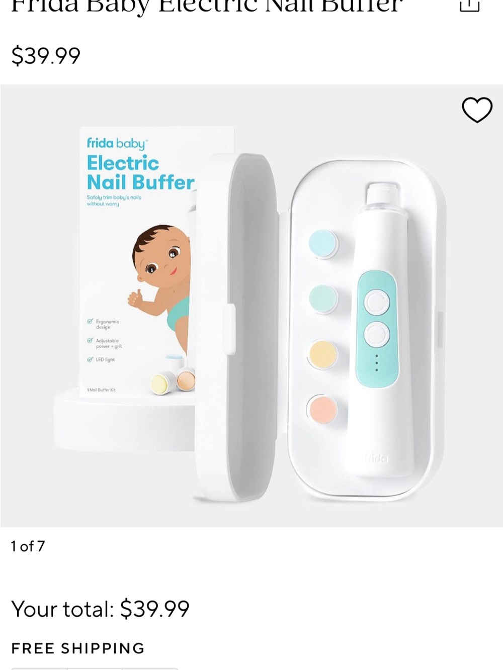 Frida Baby Electric Nail Buffer in White and Mint